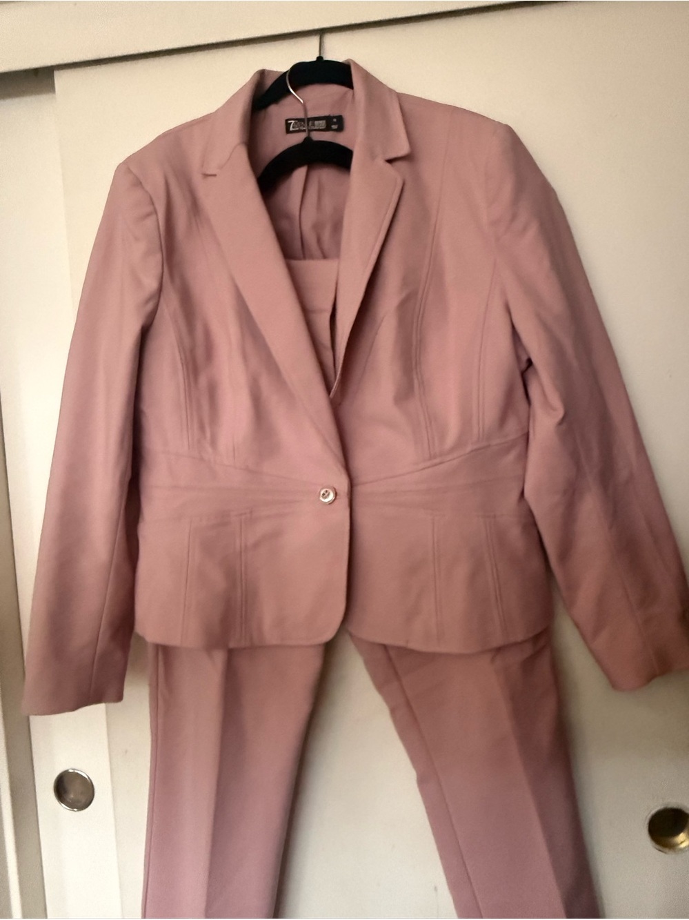 Tailored Blush Pink Women's Blazer and Pants Set by Zenergy